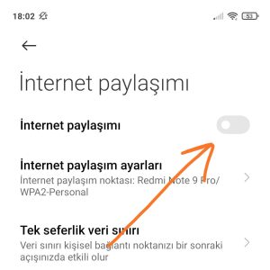 xiaomi internet paylaşımı 